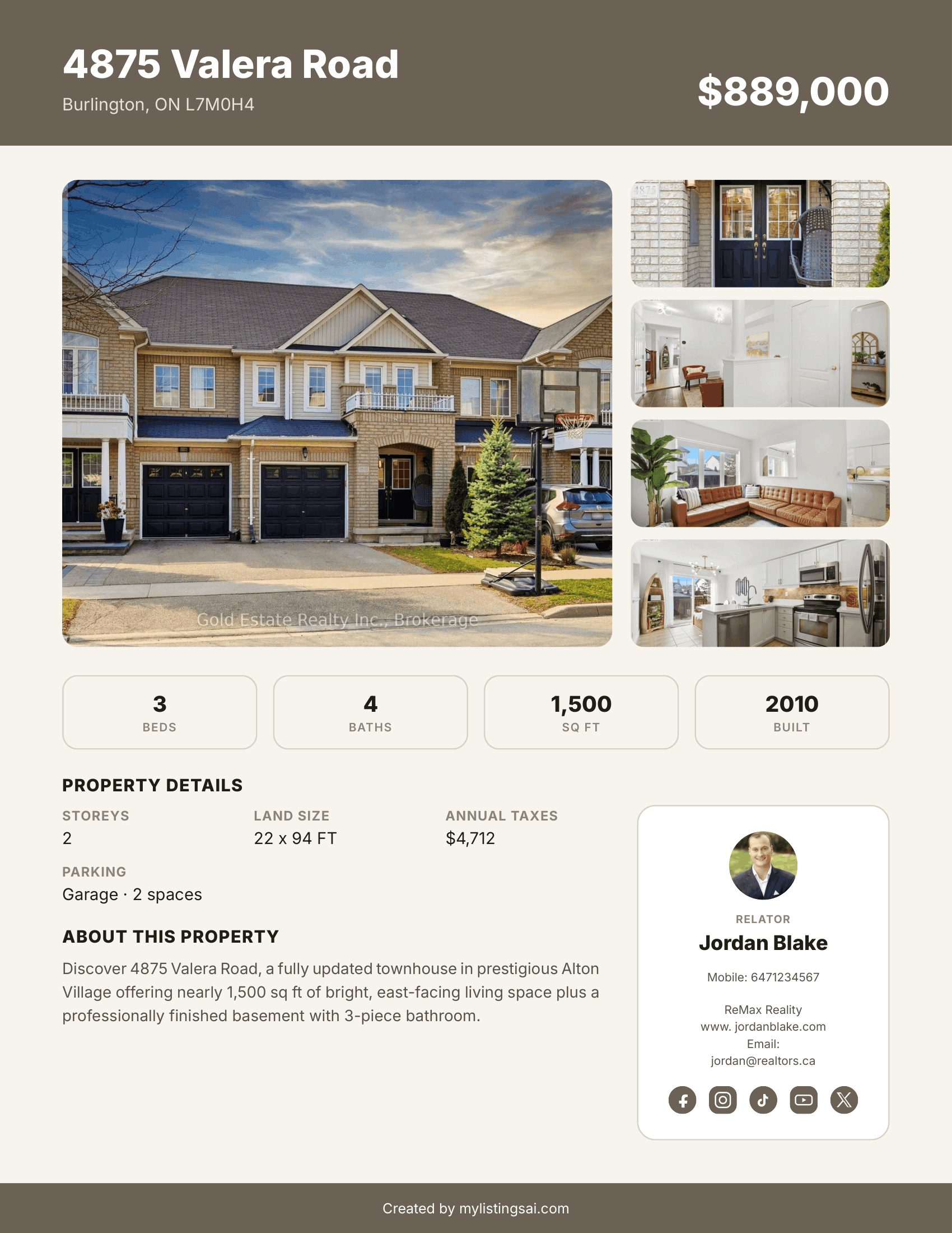 Sample MyListings AI single-property PDF page